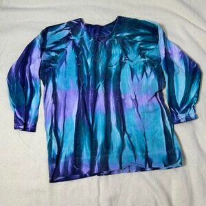 Vintage Blue and purple tie-dye long sleeve shirt #tie-dye